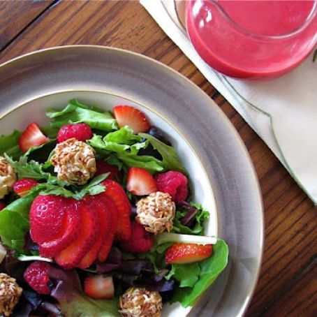 Red Berry Salad with Granola-Crusted Goat Cheese