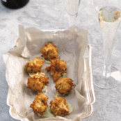 celery root frittelle with basil mayonnaise sauce