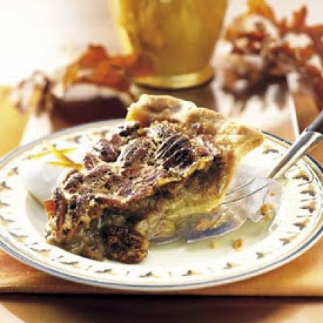 Bourbon Orange Pecan Pie with Bourbon Cream