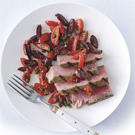 Grilled Tuna with Puttanesca Salsa