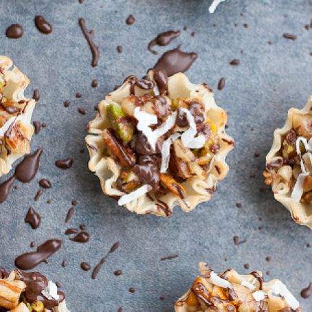 Chocolate Coconut No-Bake Baklava Bites