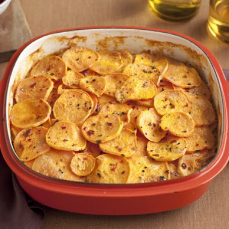 Smoked Chile Scalloped Sweet Potatoes