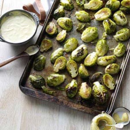 Garlic-Roasted Brussels Sprouts with Mustard Sauce Recipe