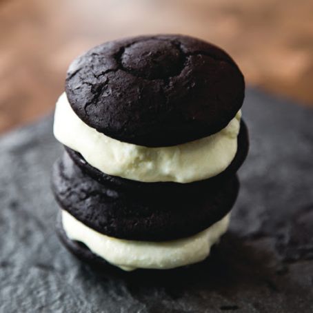 Chocolate Whoopie Pies with Mint Ice Cream