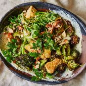 Roasted Broccoli and Tofu with Creamy Miso Dressing