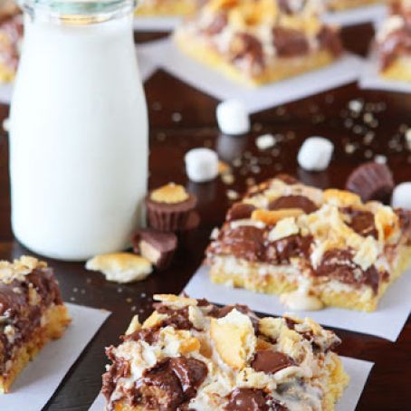 Gooey Ritz Peanut Butter Cup S’mores Bars
