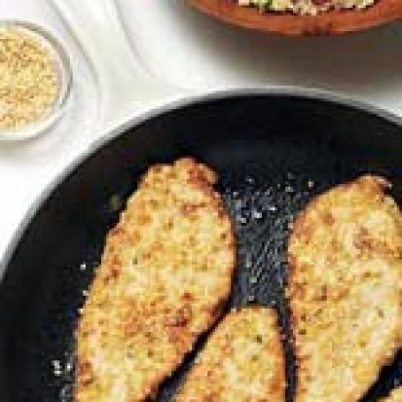 Tahini-Battered Chicken with Tabbouleh