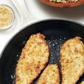 Tahini-Battered Chicken with Tabbouleh