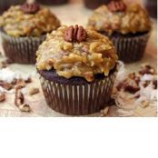 German Chocolate Cupcakes with Bavarian Cream Filling
