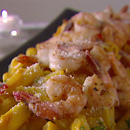 Rigatoni with Squash and Prawns