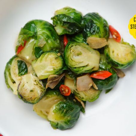 Stir Fried Brussels Sprouts w/Garlic & Chile