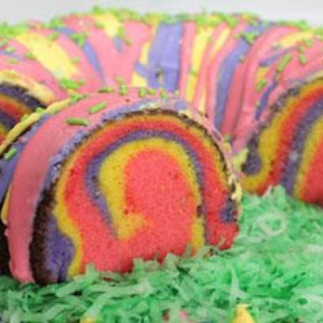 Rainbow Ring Easter Basket Cake Recipe