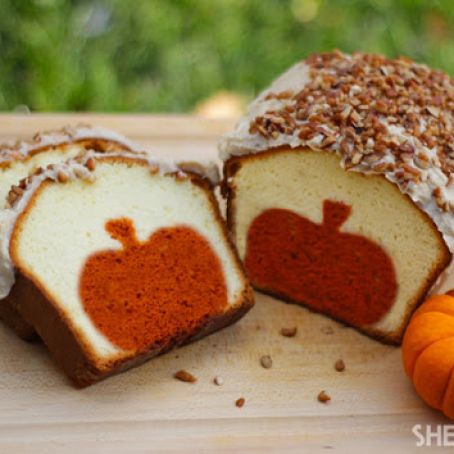 Peekaboo Pumpkin Pound Cake with Brown Butter Pecan Icing