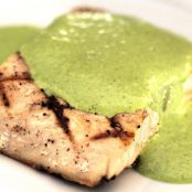 Grilled fresh mahi-mahi with jalapeno cilantro sauce