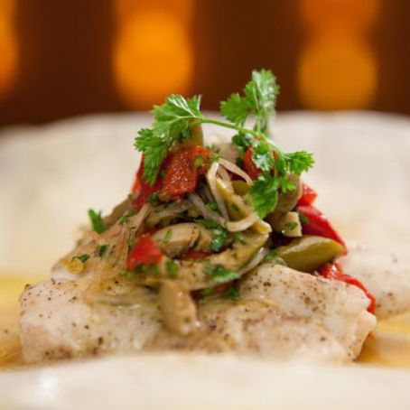 Grouper Steamed in Parchment with Sour Orange Sauce and Martini Relish