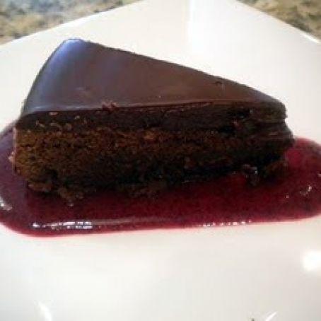Chocolate Truffle Torte with Raspberry Coulis