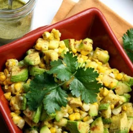 Grilled Zucchini Corn Salad with Cilantro Lime Dressing