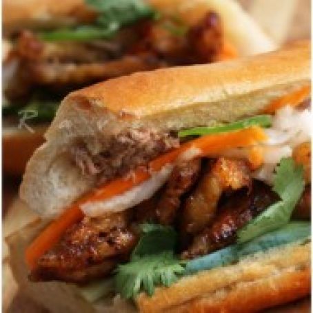 Banh Mi Thit Nuong-Vietnamese Sandwich with Grilled Pork with Lemongrass
