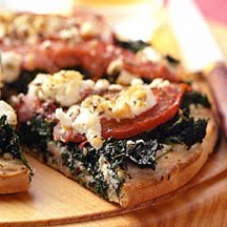 Spinach, Tomato and Feta Pizza