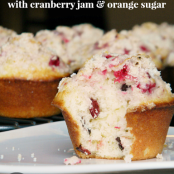 Cranberry Muffins with Cranberry Jam & Orange Sugar