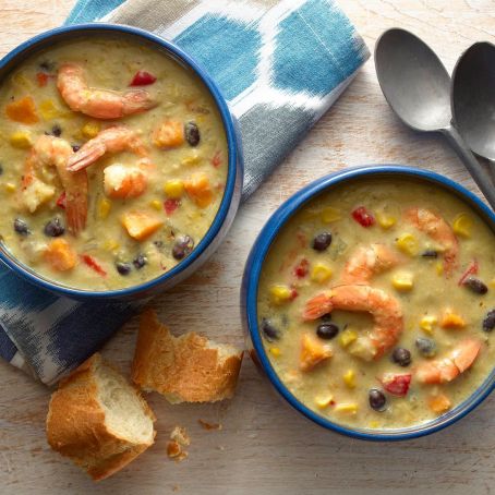 Corn, Black Bean and Shrimp Chowder