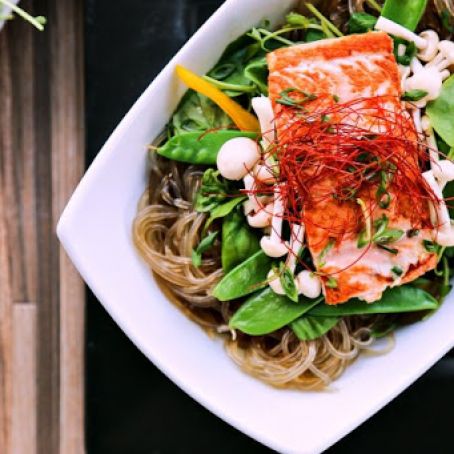 Salmon + Greens Asian Noodle Bowls
