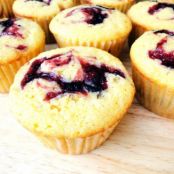 Cranberry Swirled Buttermilk Corn Muffins