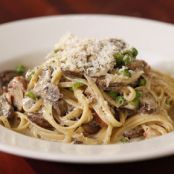 Mushroom, Pea & Pancetta Linguine