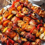 Grilled Honey BBQ Bacon Chicken Kabobs