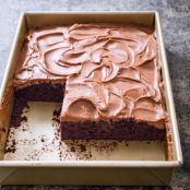 ATK's Dark Chocolate Sheet Cake with Milk Chocolate Icing