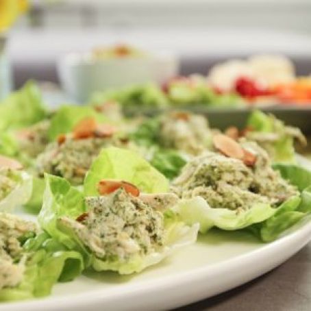 Lettuce Cups with Cilantro-Almond Chicken Salad