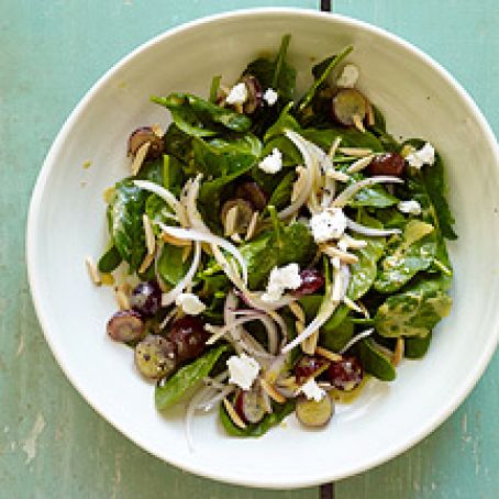 Spinach Salad with Goat Cheese, Grapes & Honey Mustard Dressing
