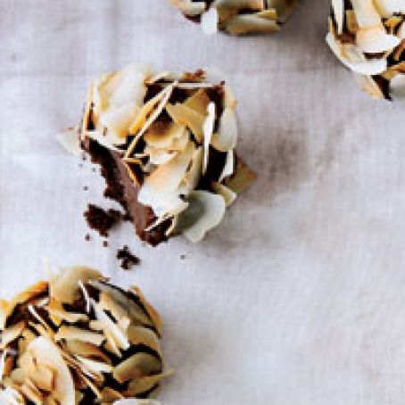 Chocolate Cupcakes with Caramel Ganache and Coconut