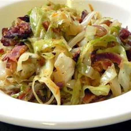Fried Cabbage with Bacon, Onion, and Garlic