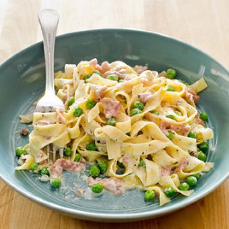 Tagliatelle with Prosciutto and Peas for 2
