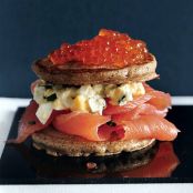 Caviar and Salmon Blini Tortes