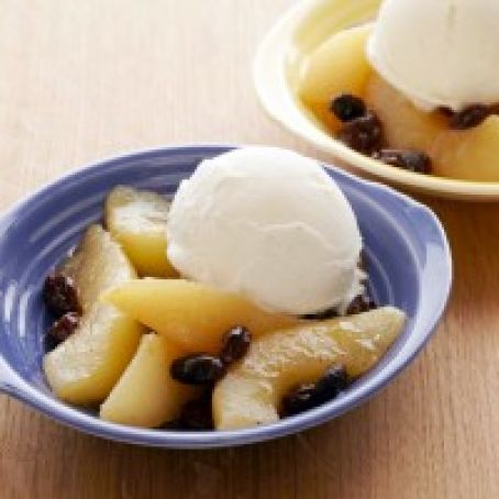 Frozen Yogurt with Poached Rum Raisin Pears