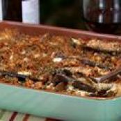 Eggplant Casserole with Red Pepper Pesto and Cajun Breadcrumbs