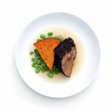PORK SHOULDER w/CHILI CORN BREAD & FAVAS