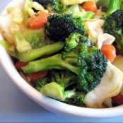 vegetable stir fry with lemon-miso sauce