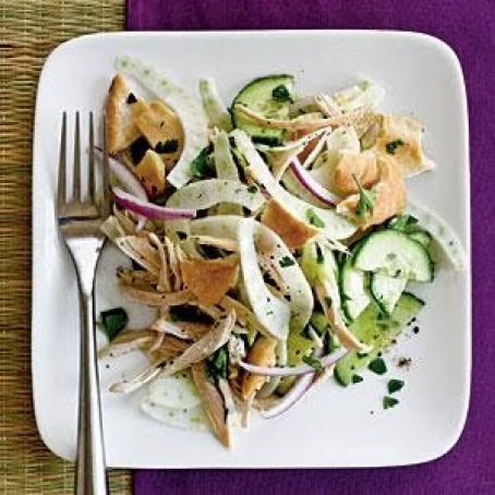 Pita Salad with Cucumber, Fennel, and Chicken