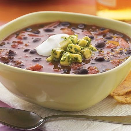 Black Bean Soup with Avocado Salsa