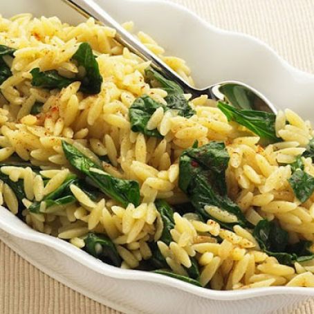 Spiced Orzo with Spinach