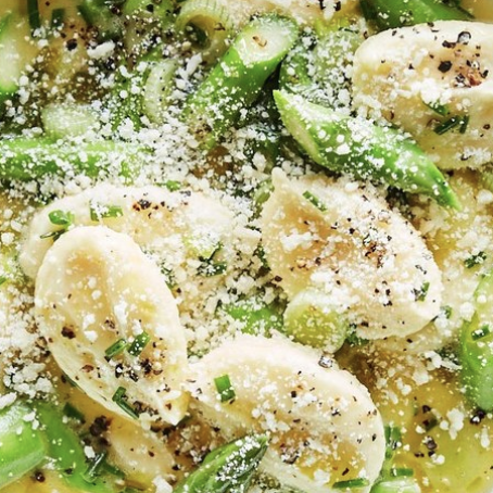 Ricotta Dumplings with Buttered Peas and Asparagus