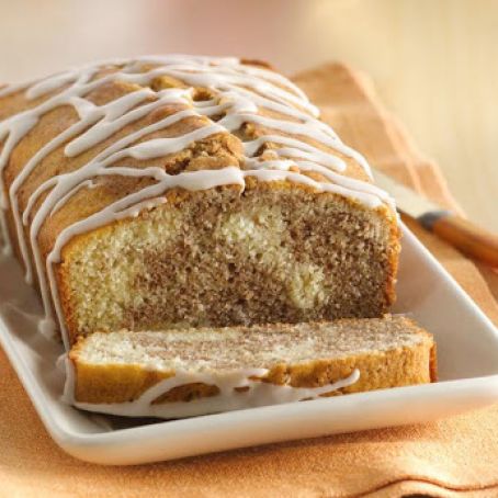 CINNAMON ROLL POUND CAKE WITH VANILLA DRIZZLE