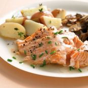 Roasted Salmon with White-Wine Sauce