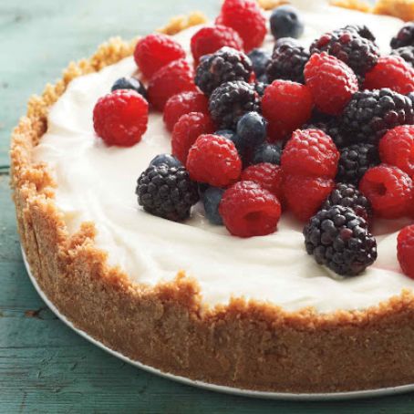 No-Cook Red, White, and Blue Cheesecake