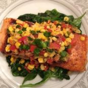 Grilled Salmon with Bacon and Corn Relish