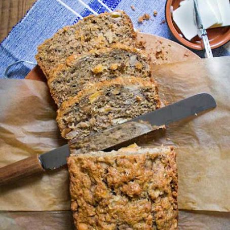 Tropical Banana Bread with Macadamia Nuts, Pineapple, and Coconut