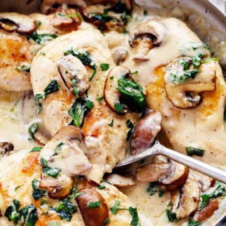 CREAMY PARMESAN GARLIC MUSHROOM CHICKEN